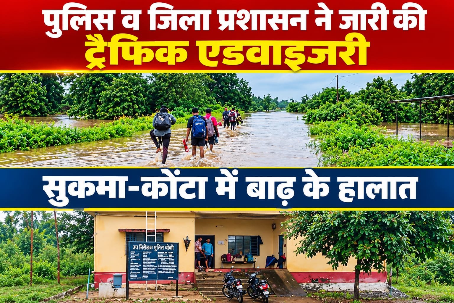 CWC Office बना टापू जिले में लगातर हो रही बारिश से बाढ़ के हालात , जिला व पुलिस प्रशासन ने जारी किया ट्रैफिक एडवाइजरी