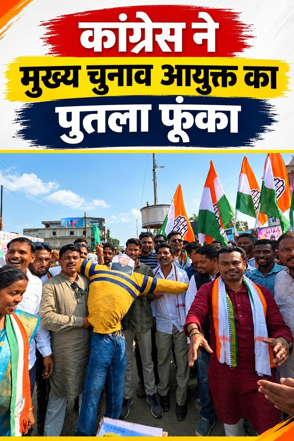 CEC ज्ञानेश कुमार मुख्य चुनाव आयुक्त का पुतला फूंक कांग्रेस ने रैली निकाल राष्ट्रपति के नाम कलेक्टर को सौंपा ज्ञापन <br>
